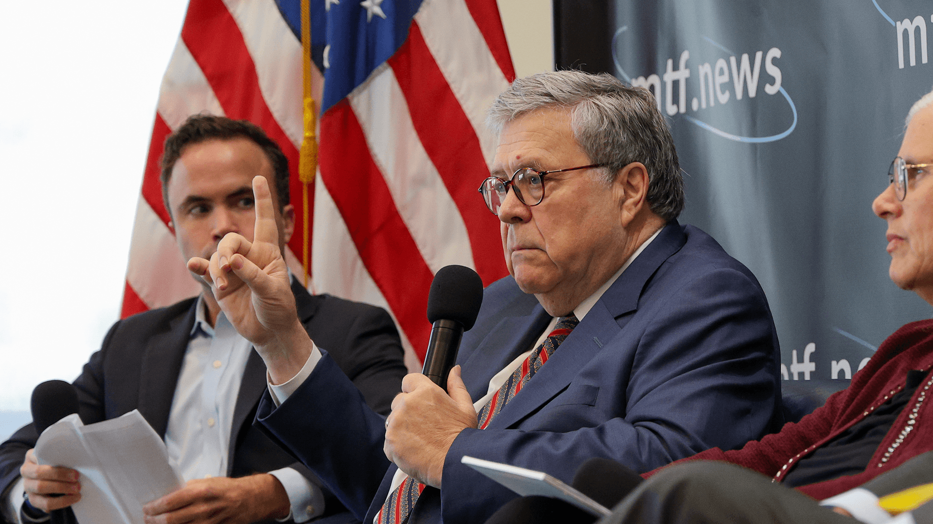 Bill Barr speaks at mtf.news event